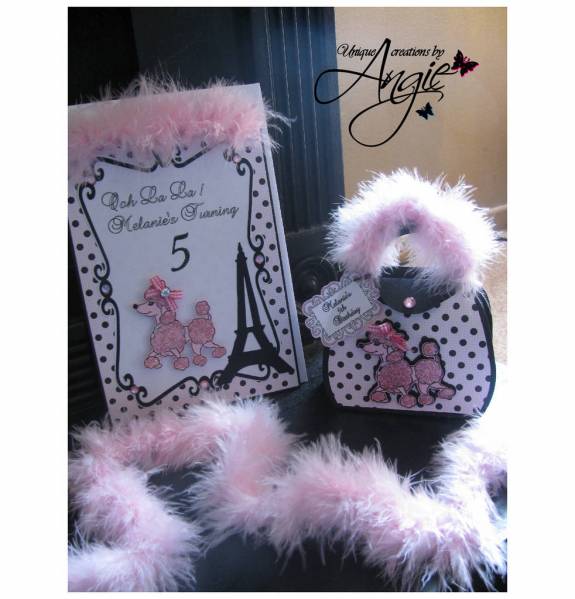 poodle in paris invite &amp; goodie purse