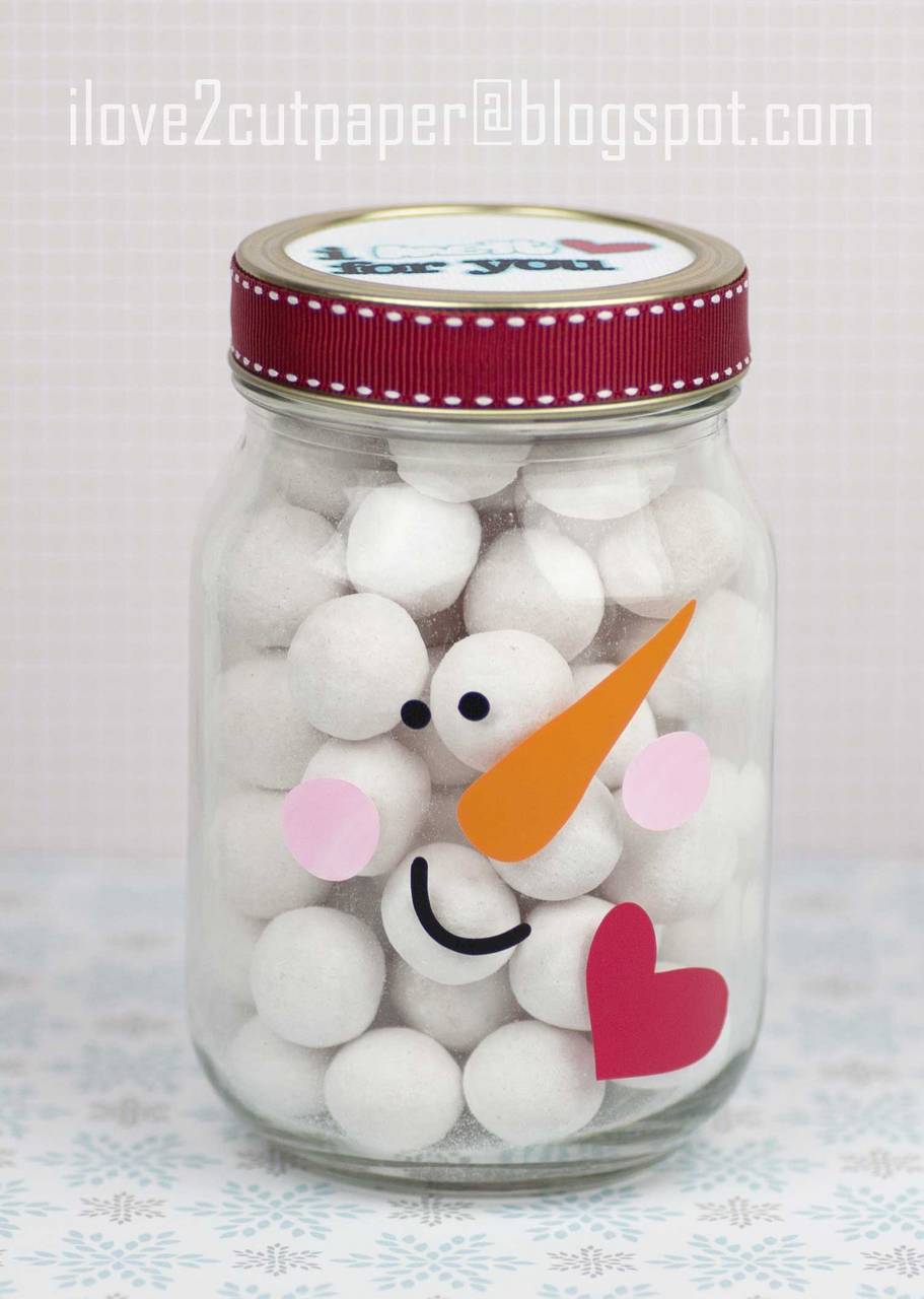 Snowman Glass Jar with vinyl