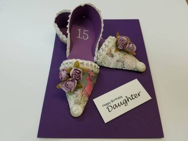 Purple shoe birthday card