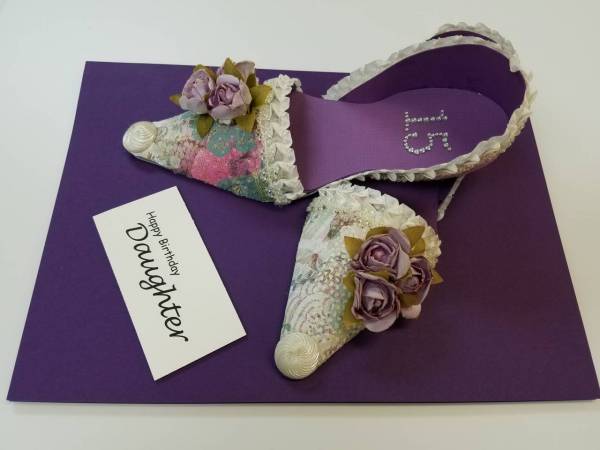 Purple shoe birthday card