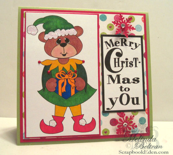 Bear Elf Christmas Card