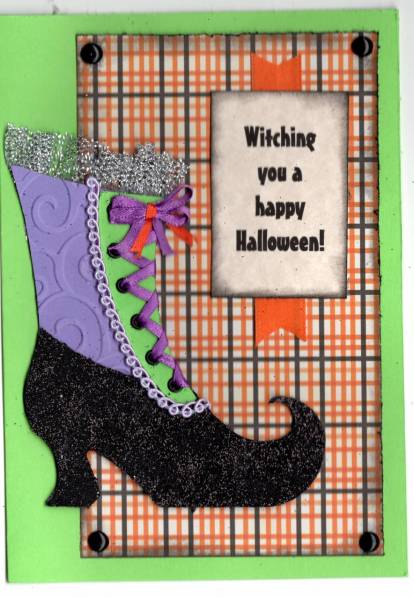 Designer Witch Boot Halloween card