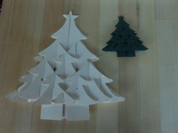 3D Christmas Trees folded flat