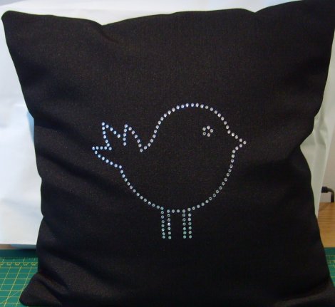 Rhinestone Bird Cushion