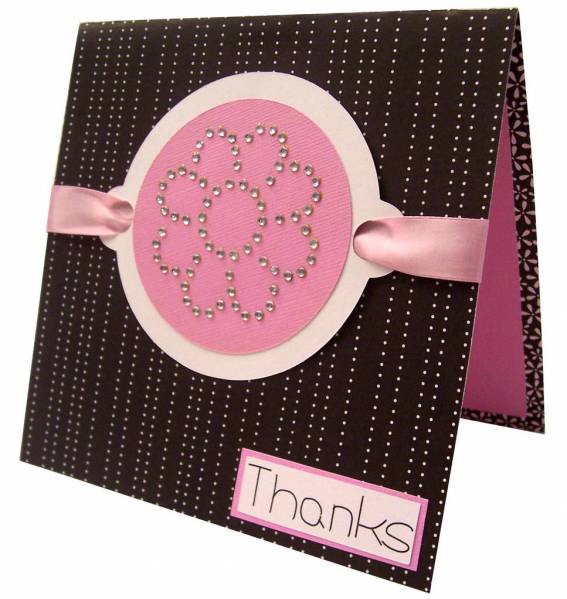 Thanks Flower Rhinestone Card