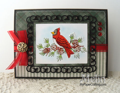 Cardinal In Frame Christmas Card