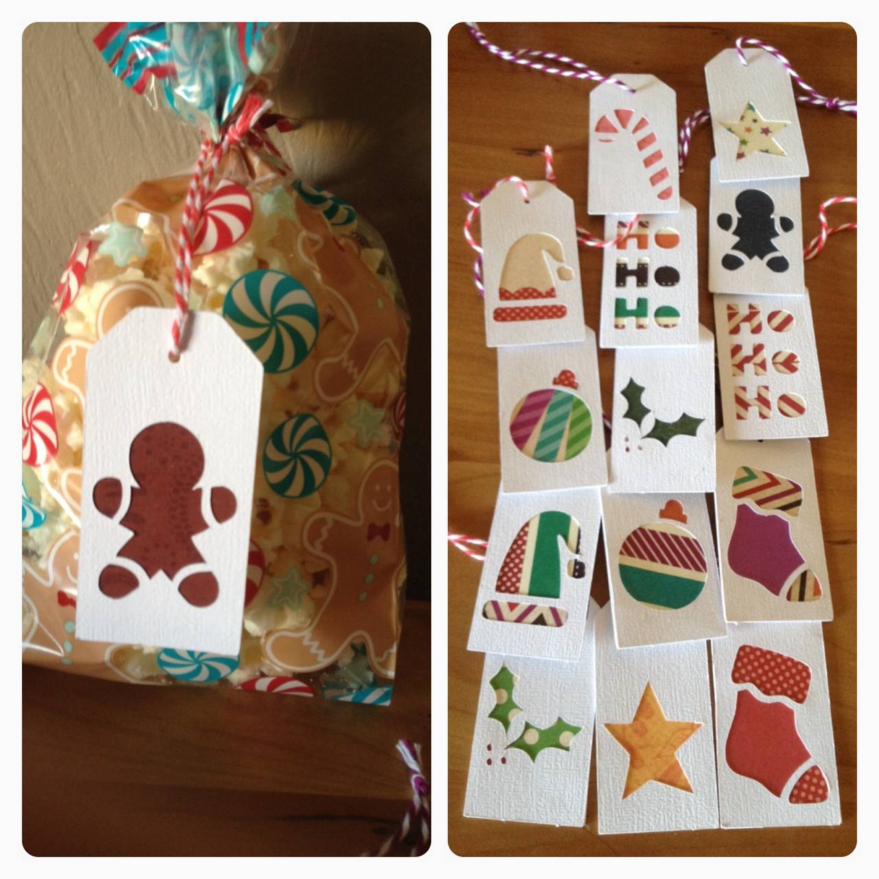 Christmas tags using paper scraps
