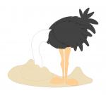 Ostrich with Head in Sand