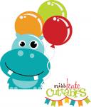 Hippo Holding Balloons