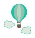Hot Air Balloon and Fluffy Clouds