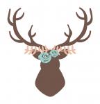 Deer Head with Roses