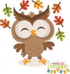 Owl Playing in Leaves