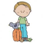 Boy with Pumpkin and Bird