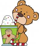 Bear with Candy Cane and Drink