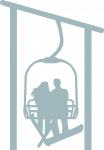 Skier and Snowboarder on Ski Lift Silhouette 1