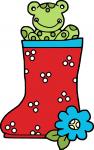 Frog in Rain Boot with Flowers