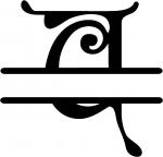 Gothic Split Monogram Font: U