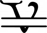 Gothic Split Monogram Font: V