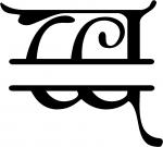 Gothic Split Monogram Font: W