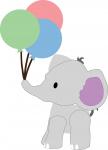 Baby Elephant with Balloons