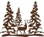 Winter Trees and Deer
