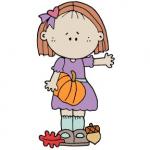 Girl with Pumpkin and Acorn