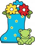 Flowers in Boot with Frog