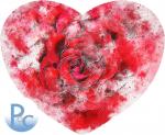 Watercolor Red Rose Heart Click HERE for SVG