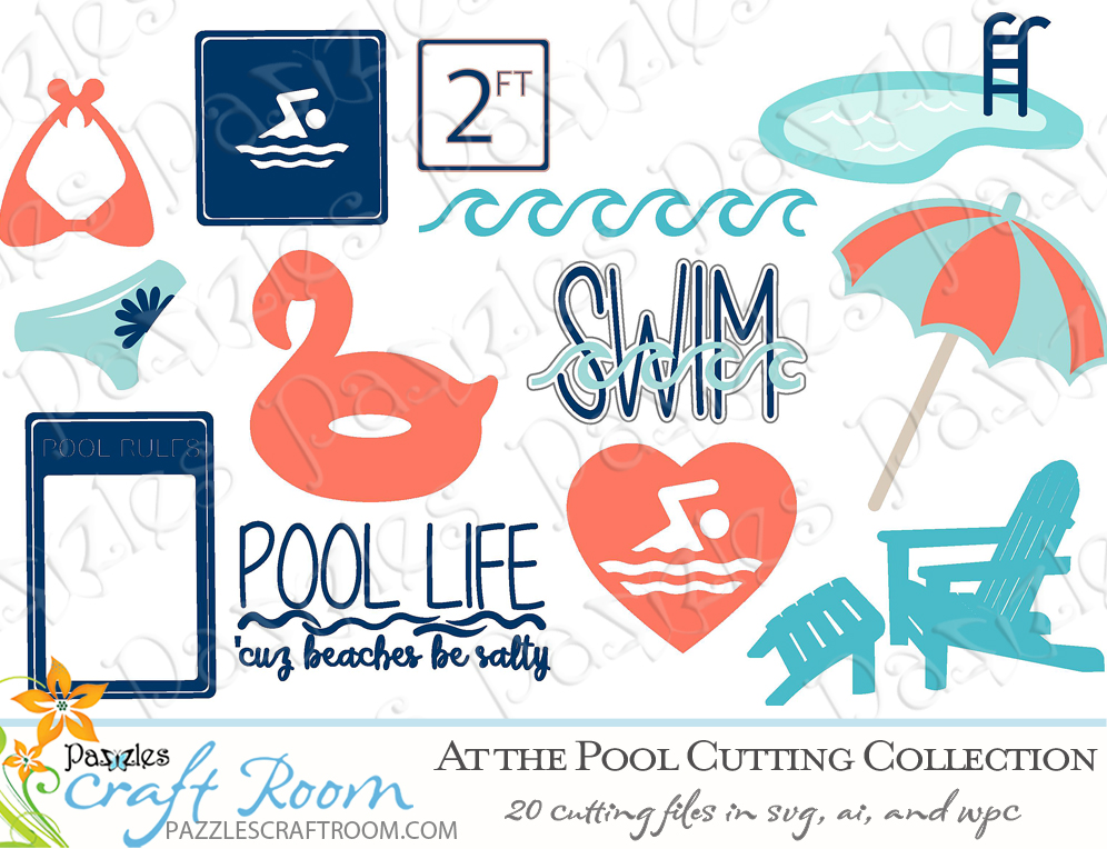At the Pool cutting collection with instant download in SVG, AI, and WPC. 