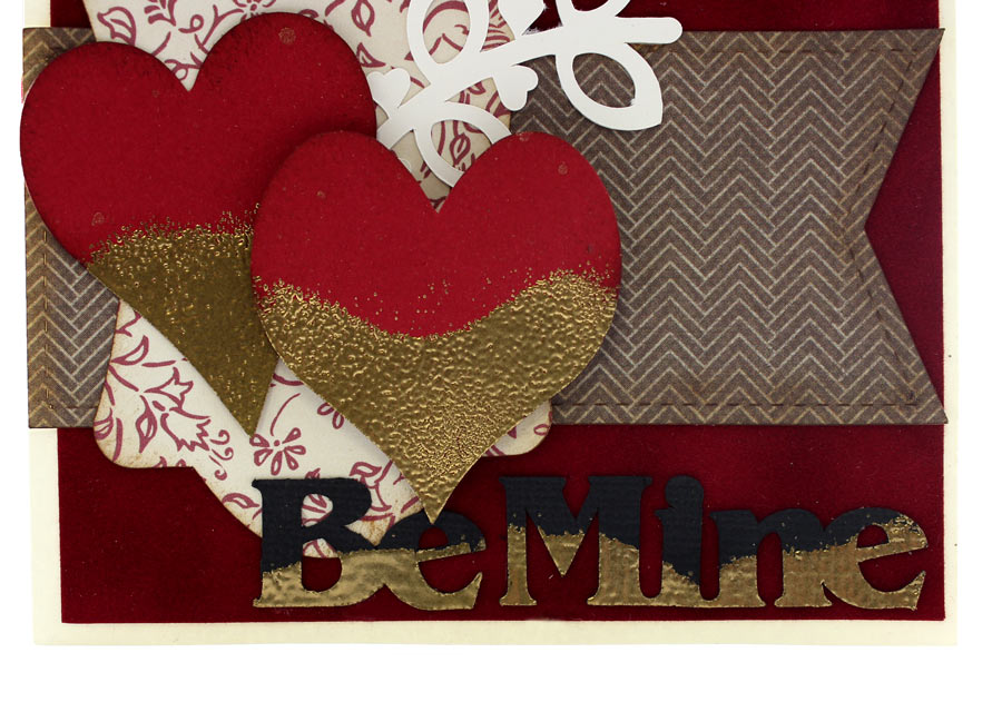 Be Mine Valentine Card. Gold Dipped Die Cut Tutorial