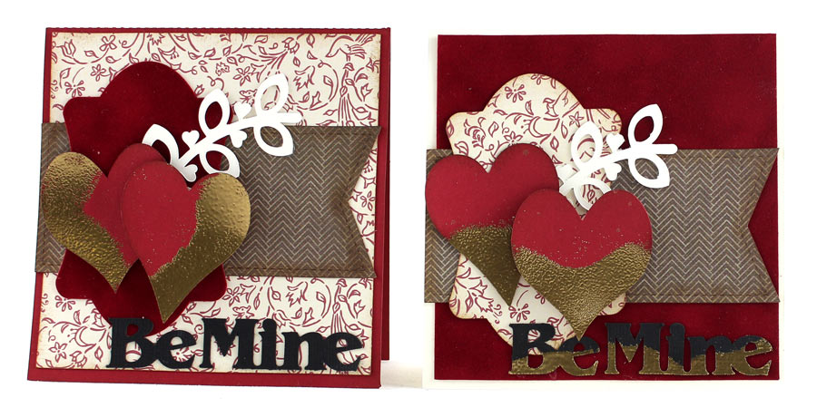 Be My Valentine Card. Gold dipped hearts tutorial.