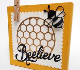 Pazzles DIY Beelieve Decorative Block with instant SVG download. Compatible with all major electronic cutters including Pazzles Inspiration, Cricut, and Silhouette Cameo. Design by Renee Smart.