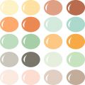 Neutral earthy colors create the perfect boho chic palette with terracotta oranges, sage green, cream pink, khaki brown, stone gray, rain blue, light ochre yellow, mint green and more!
