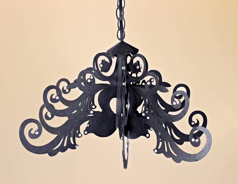 Hanging Black Faux Wrought Iron Chandelier