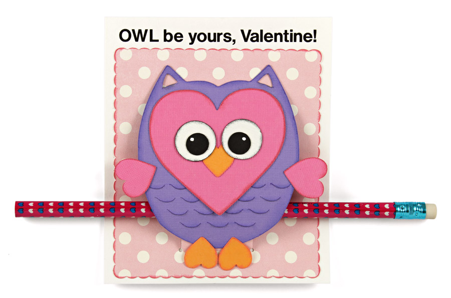 DIY Classroom Valentines Heart Owl Card Pencil Holder