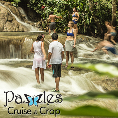 Visit Dunns River Falls in Falmouth, Jamaica while you're on Pazzles Cruise and Crop