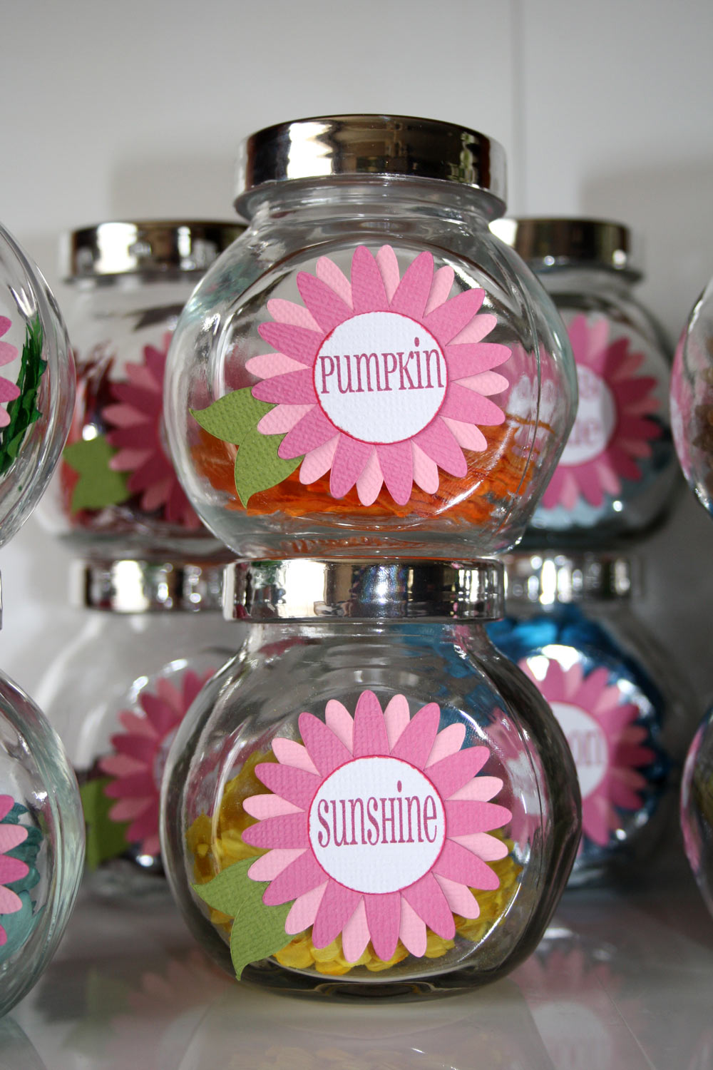 Flower Jar Labels. Organize your Craft Stash.
