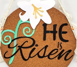 Pazzles DIY He Is Risen Sign for Easter. Instant SVG download compatible with all major electronic cutters including Pazzles Inspiration, Cricut, and Silhouette Cameo. Design by Renee Smart.