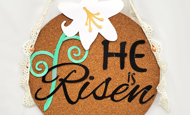 Pazzles DIY He Is Risen Sign for Easter. Instant SVG download compatible with all major electronic cutters including Pazzles Inspiration, Cricut, and Silhouette Cameo. Design by Renee Smart.