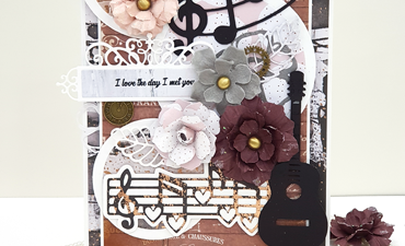 Pazzles DIY Music Love Handmade Card with instant SVG download. Compatible with all major electronic cutters including Pazzles Inspiration, Cricut, and Silhouette Cameo. Design by Nida Tanweer.