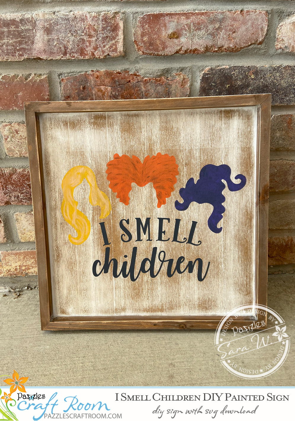 Pazzles I Smell Children Halloween DIY Painted Sign with instant SVG download. Compatible with all major electronic cutters including Pazzles Inspiration, Cricut, and Silhouette Cameo. Design by Sara Weber.