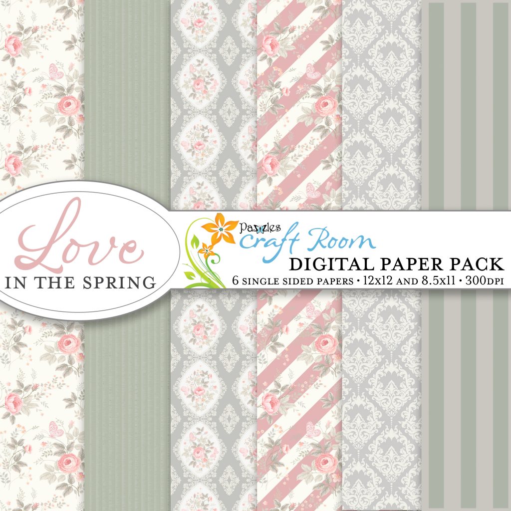 Pazzles DIY Love in the Spring digital papers with instant download.