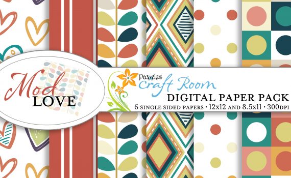Pazzles Mod Love Digital Paper Pack with instant download