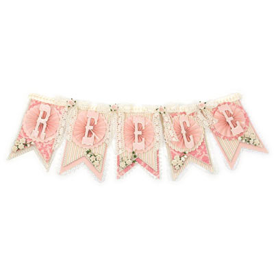 Pink Rosette Pennant Banner by Tara Brown