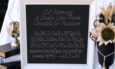 Pazzles Ramsay Single Line Font. True Type font with instant download in .ttf and .opf. Fantastic for journaling and engraving. Design by Leslie Peppers.