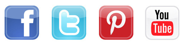 Social Media Icons for Facebook, Twitter, Pinterest, and YouTube