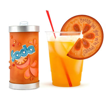 Soda Can Box and Orange Slice Drink Charm