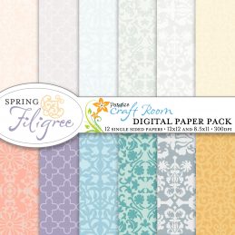 Pazzles DIY Spring Filigree digital papers with instant download.