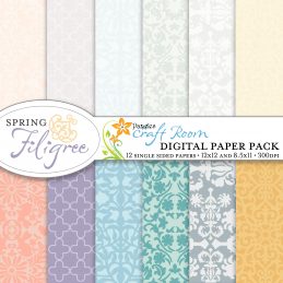 Pazzles DIY Spring Filigree digital papers with instant download.