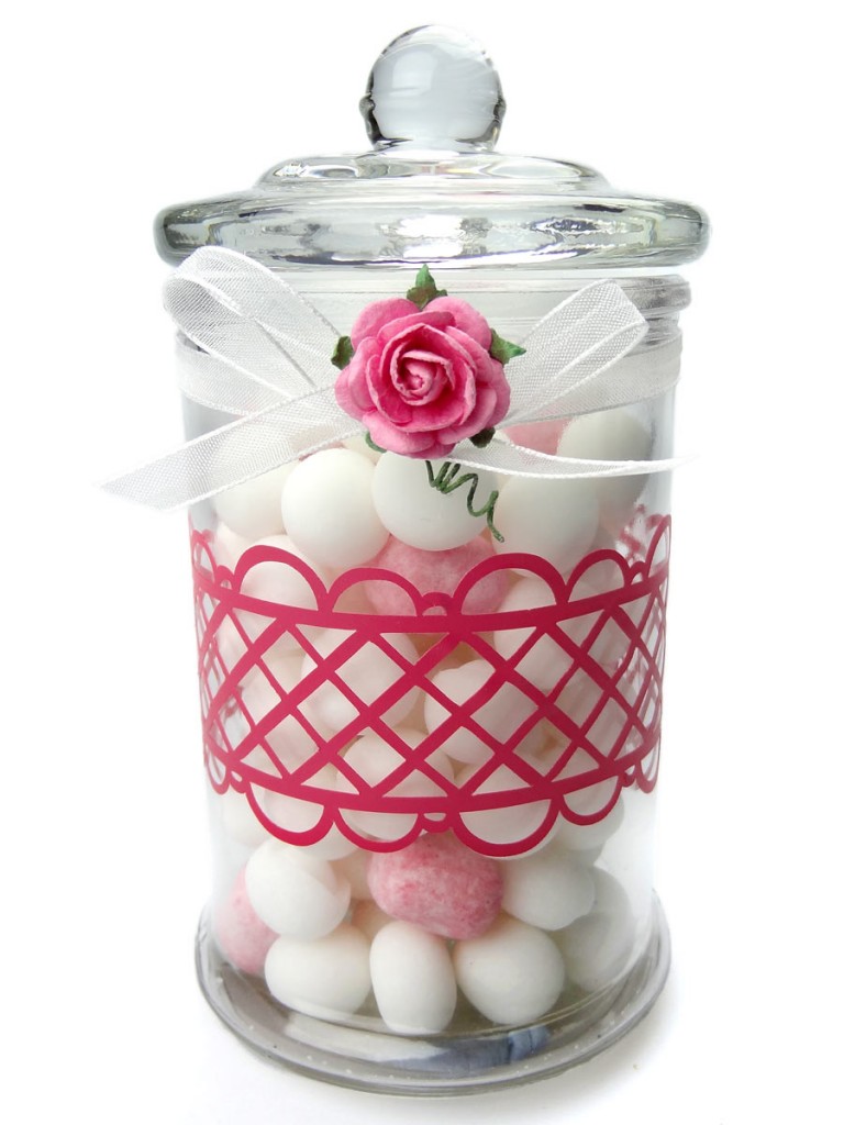 Vinyl Candy Jar Scalloped Lattice Joanna Wright